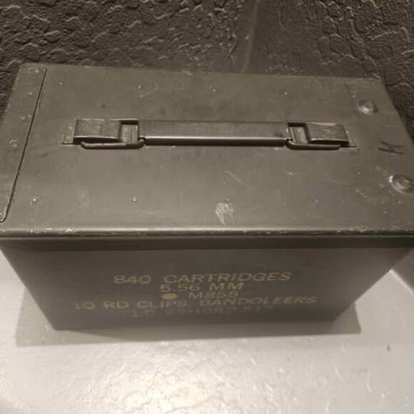 Green Ammo Metal Box 7"x12"6" 5.56 MM Box - Picture 2 of 8